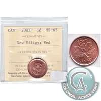 2003P New Effigy Canada 1-cent ICCS Certified MS-65 Red