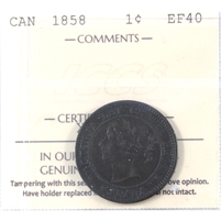 1858 Canada 1-cent ICCS Certified EF-40 (XXP 802)
