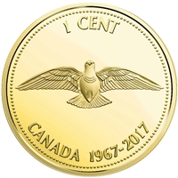 1967-2017 Centennial Commemorative Canada 1-cent Gold Plated Proof Silver (No Tax) $