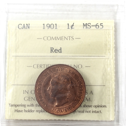 1901 Canada 1-cent ICCS Certified MS-65 Red (XPZ 886)