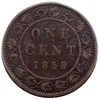 1859 Wide 9/8 Canada 1-cent Very Good (VG-8)