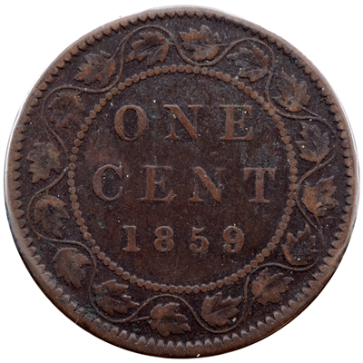 1859 Wide 9/8 Canada 1-cent Very Good (VG-8)