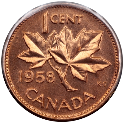 1958 Hanging 8 Canada 1-cent Choice Brilliant Uncirculated (MS-64)