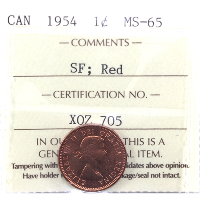 1954 SF Canada 1-cent ICCS Certified MS-65 Red (XQZ 705)