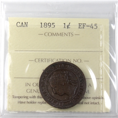 1895 Canada 1-cent ICCS Certified EF-45