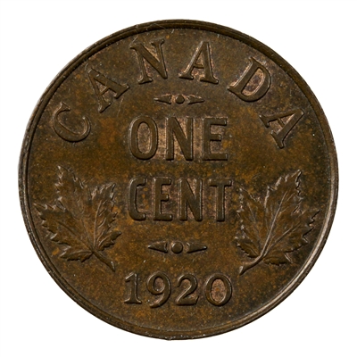 1920 Small Canada 1-cent Brilliant Uncirculated Lustrous Brown (MS-63)