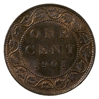1901 Canada 1-cent Brilliant Uncirculated Lustrous Red & Brown (MS-63) $