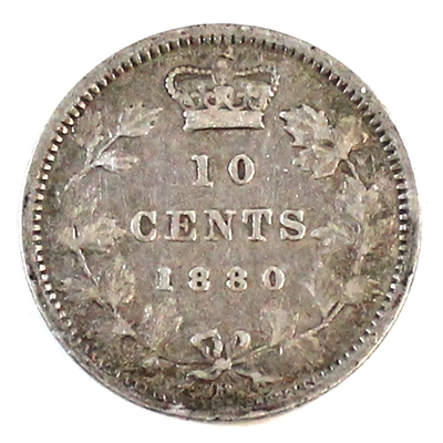 1880H Obv. 1 Canada 10-cents F-VF (F-15) $
