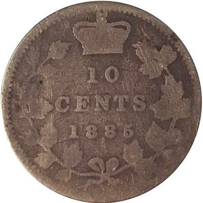 1885 Obv. 5 Canada 10-cents About Good (AG-3) $