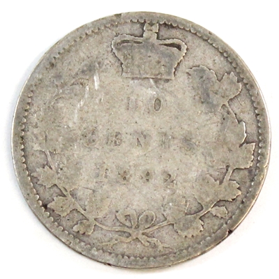 1892 Large 9 Obv. 6 Canada 10-cents Good (G-4) $