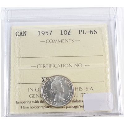 1957 Canada 10-cents ICCS Certified PL-66