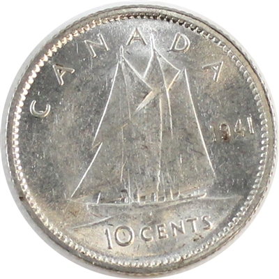 1941 Re-Engraved Canada 10-cents AU-UNC (AU-50)) $