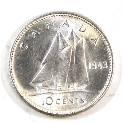 1943 Re-Engraved Canada 10-cents Brilliant Uncirculated (MS-63) $
