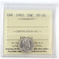 1903 Canada 10-cents ICCS Certified VF-30