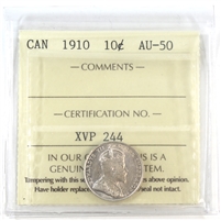 1910 Canada 10-cents ICCS Certified AU-50