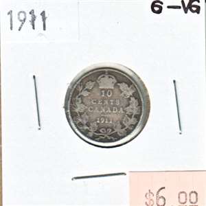 1911 Canada 10-cents G-VG (G-6)