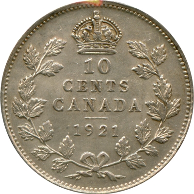 1921 Canada 10-cents Almost Uncirculated (AU-50) $