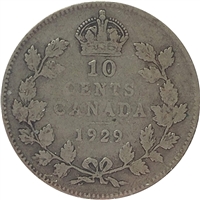 1929 Canada 10-cents Very Good (VG-8)