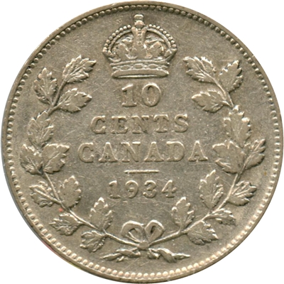 1934 Canada 10-cents F-VF (F-15)