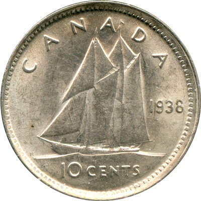 1938 Canada 10-cent AU-UNC (AU-55) $