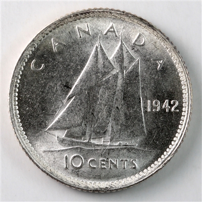 1942 Canada 10-cents Brilliant Uncirculated (MS-63) $