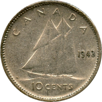 1943 Canada 10-cents Circulated