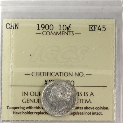 1900 Canada 10-cents ICCS Certified EF-45
