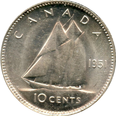 1951 Canada 10-cents UNC+ (MS-62)