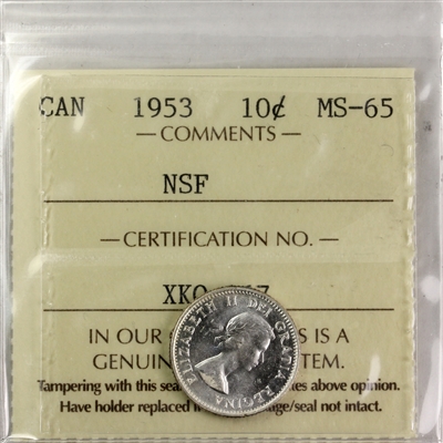 1953 NSF Canada 10-cents ICCS Certified MS-65