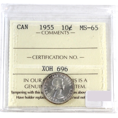 1955 Canada 10-cents ICCS Certified MS-65