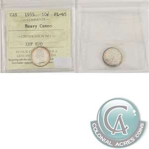 1955 Canada 10-cents ICCS Certified PL-65 Heavy Cameo