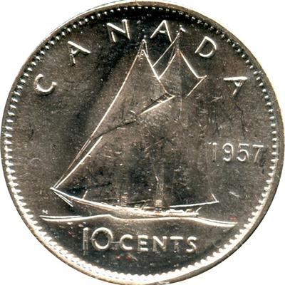 1957 Canada 10-cents Choice Brilliant Uncirculated (MS-64)