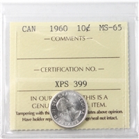 1960 Canada 10-cents ICCS Certified MS-65
