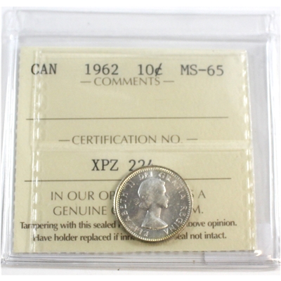 1962 Canada 10-cents ICCS Certified MS-65