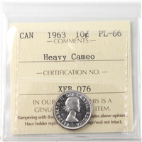 1963 Canada 10-cents ICCS Certified PL-66 Heavy Cameo