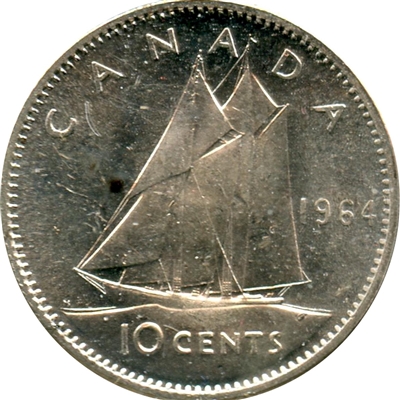 1964 Canada 10-cents Brilliant Uncirculated (MS-63)
