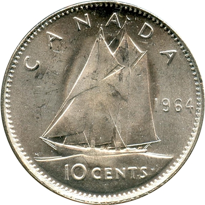 1964 Canada 10-cents Choice Brilliant Uncirculated (MS-64)