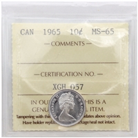 1965 Canada 10-cents ICCS Certified MS-65