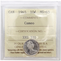 1965 Canada 10-cents ICCS Certified MS-65 Cameo