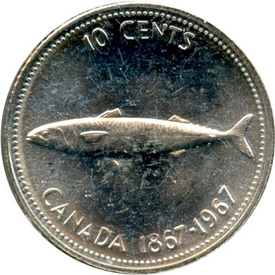 1967 Canada 10-cents Brilliant Uncirculated (MS-63)