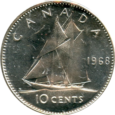 1968 Silver Canada 10-cents Brilliant Uncirculated (MS-63)