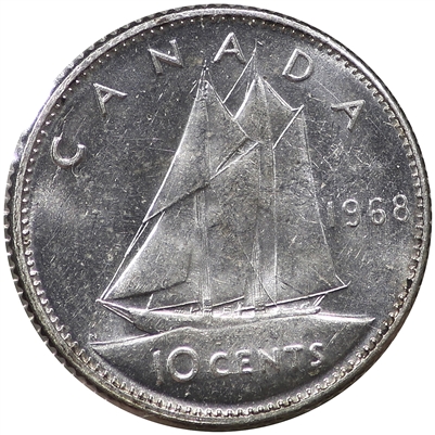 1968 Silver Canada 10-cents Circulated