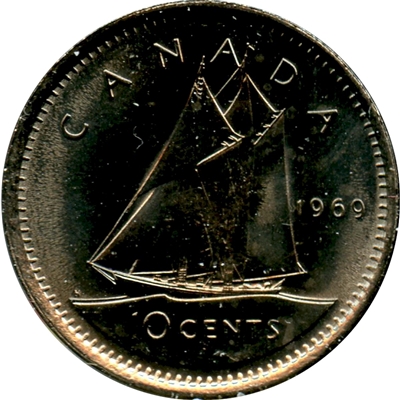 1969 Canada 10-cents Brilliant Uncirculated (MS-63)