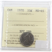 1970 Canada 10-cents ICCS Certified MS-65