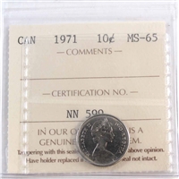 1971 Canada 10-cents ICCS Certified MS-65