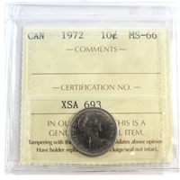 1972 Canada 10-cents ICCS Certified MS-66
