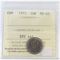 1973 Canada 10-cents ICCS Certified MS-65