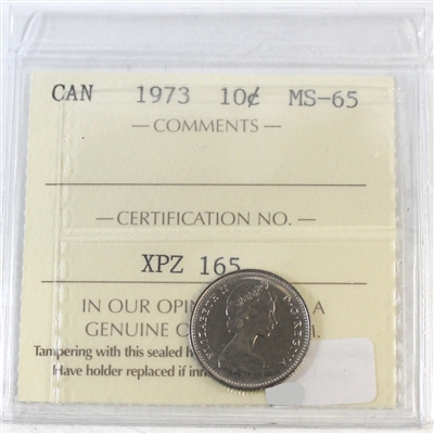 1973 Canada 10-cents ICCS Certified MS-65