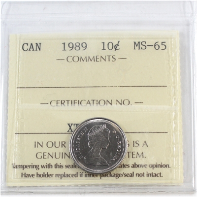 1989 Canada 10-cents ICCS Certified MS-65