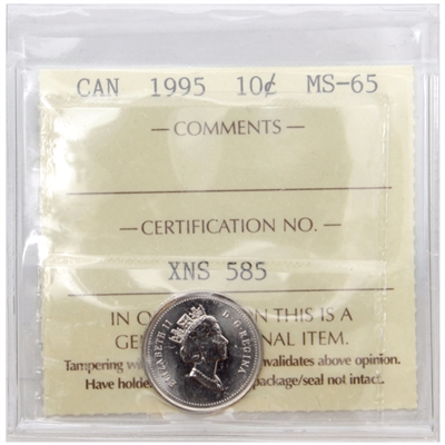 1995 Canada 10-cents ICCS Certified MS-65